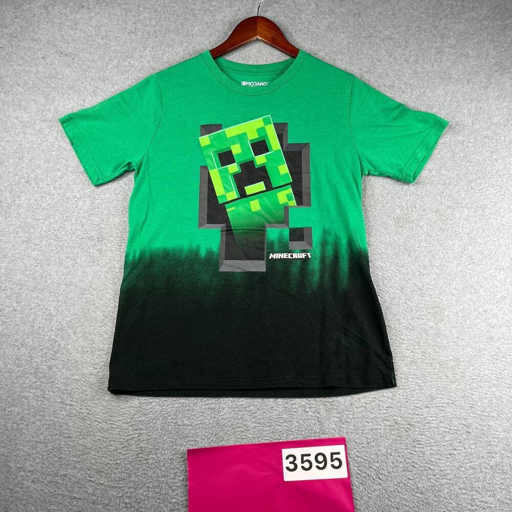 MInecraft Graphic Print T Shirt Mojang Youth Green XL Casual